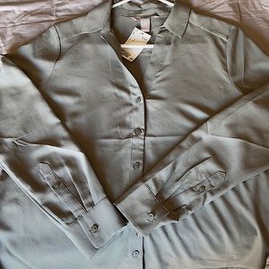 H&M light olive, long sleeve blouse. New with tags.